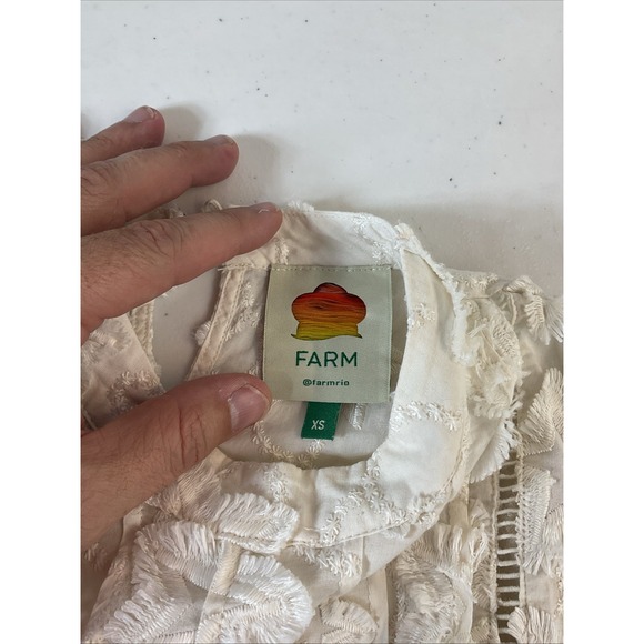 FARM RIO Star 3D Embroidered Blouse in Ivory XS Fairy Party Office‎ cropped - Picture 5 of 13